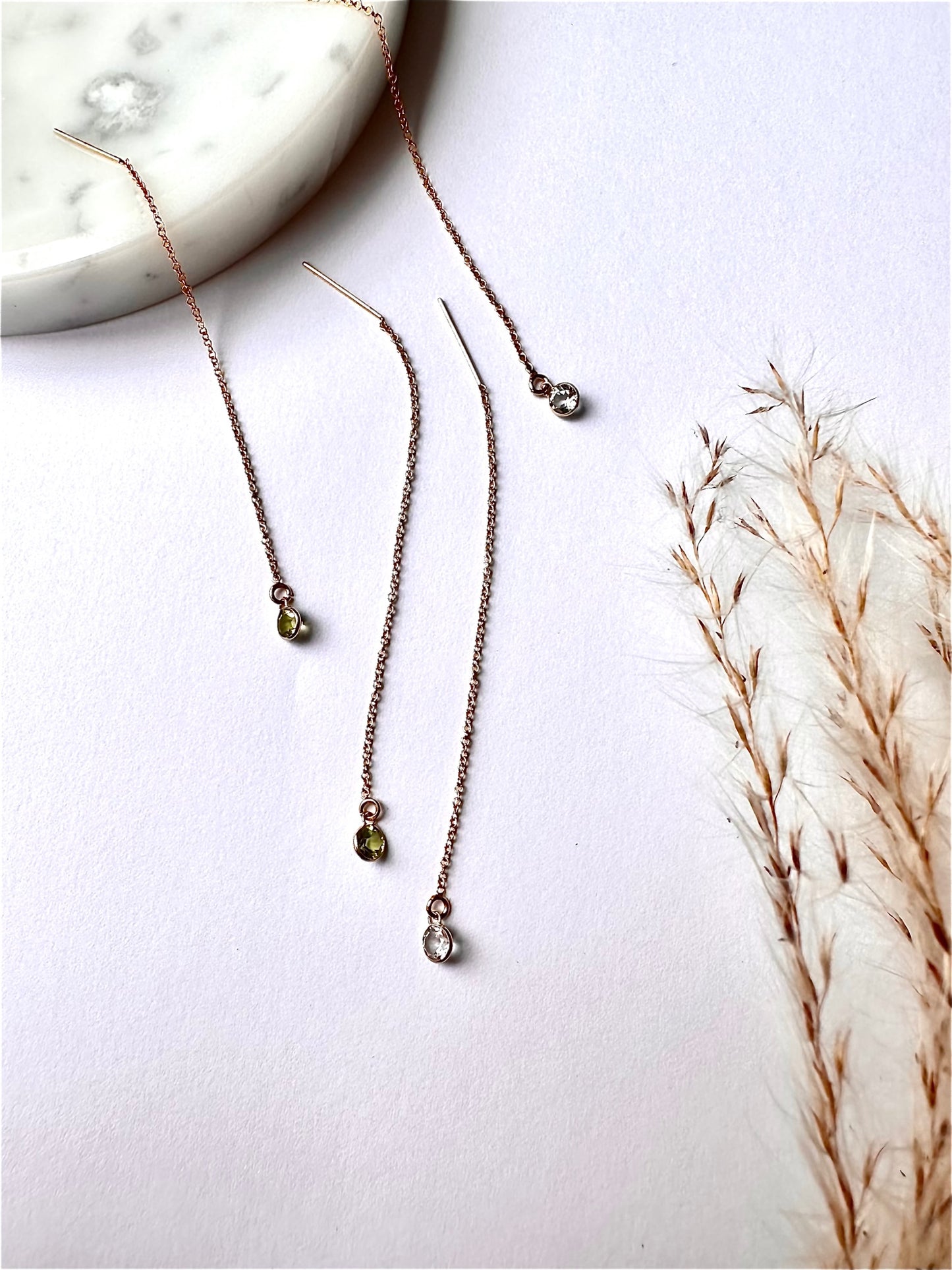 Gemstone threader earring