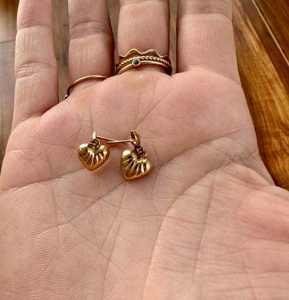 Vintage puffy heart earrings